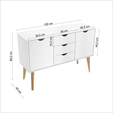 APARADOR TU MESITA INDIANA MELAMINA 18MM 2 PUERTAS 3 CAJONES CLASICO MULTIUSOS - 5