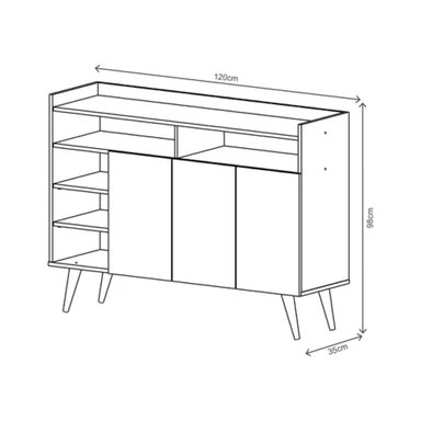APARADOR TU MESITA OLAYA MELAMINA 18MM 3 PUERTAS VAJILLERO MODERNO 120CM - 2