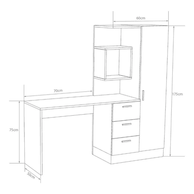 ESCRITORIO JUVENIL TU MESITA AMADEUS 130 CM X 50 CM CON ARMARIO BLANCO/HAYA - 2