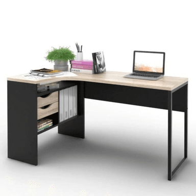 ESCRITORIO MODERNO TU MESITA MAGNO 145 CM X 81 CM 2 CAJONES NEGRO/HAYA - 2