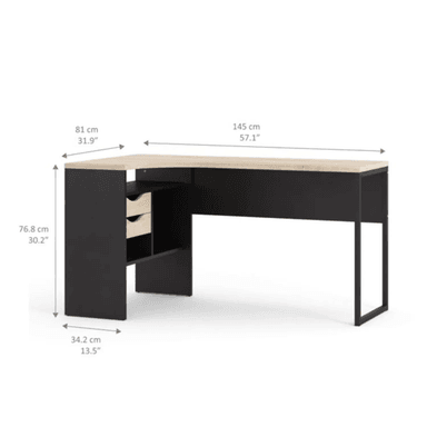ESCRITORIO MODERNO TU MESITA MAGNO 145 CM X 81 CM 2 CAJONES NEGRO/HAYA - 4