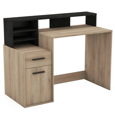 ESCRITORIO JUVENIL TU MESITA GONZALO 126 CM X 60 CM 1 PUERTA 1 CAJÓN CENIZA/NEGRO