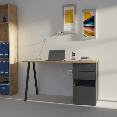 ESCRITORIO MODERNO TU MESITA KIROBA 138 CM X 67 CM NEGRO/DUNA