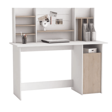 ESCRITORIO JUVENIL TU MESITA CANCUN 135 CM X 50 CM BLANCO 1 PUERTA /ROBLE CLARO