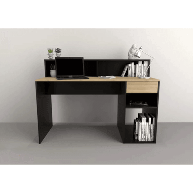 ESCRITORIO JUVENIL TU MESITA OLMO 135 CM X 60 CM NEGRO/DUNA 1 CAJÓN