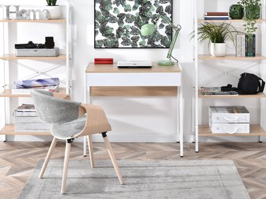 ESCRITORIO TU MESITA RAIVEN 84 CM X 48 CM DUNA/BLANCO PRÁCTICO 1 CAJÓN