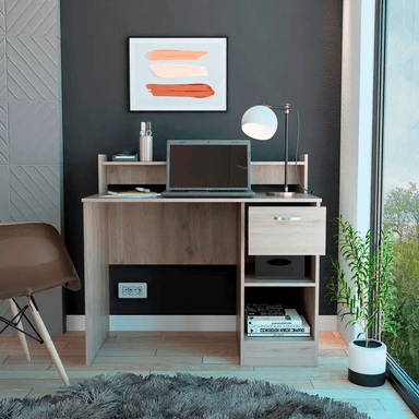 ESCRITORIO CLÁSICO RICHARD 1 CAJÓN COLOR CENIZA TU MESITA