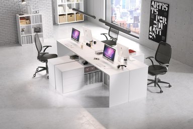 ESCRITORIO MODERNO TU MESITA TEO 138.2 CM X 110.2 CM BLANCO EN L 3 CAJONES - 2