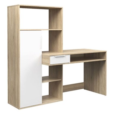 ESCRITORIO CON ESTANTES TU MESITA YORK 163 CM X 60 CM DUNA/BLANCO - 2