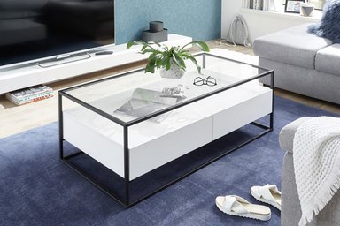 MESA DE NOCHE TU MESITA TIPO INDUSTRIAL BÉNFICA CON VIDRIO BLANCO
