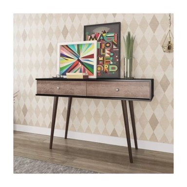 CONSOLA TU MESITA PRETTO MODERNA 2 CAJONES MARRÓN/NEGRO