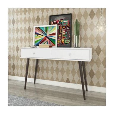 CONSOLA TU MESITA PRETTO MODERNA 2 CAJONES BLANCO/NEGRO