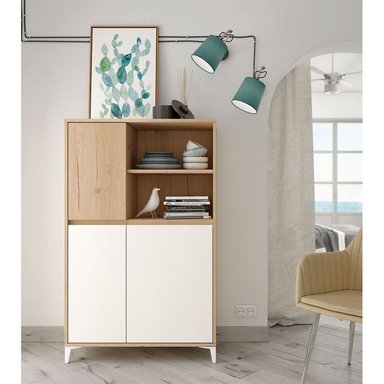 VITRINA ALTA KIARA COLOR NATURAL/BLANCO TU MESITA