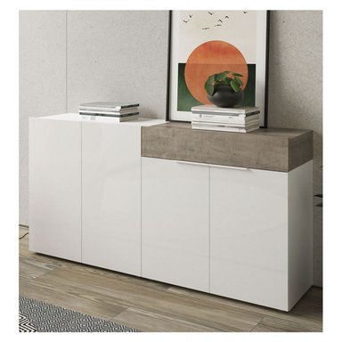 APARADOR TU MESITA PRIUX BLANCO SALÓN 4 PUERTAS 1 CAJÓN CENIZA