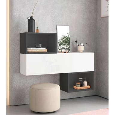 APARADOR TU MESITA MIAMI BLANCO FLOTANTE 1 PUERTA NEGRO