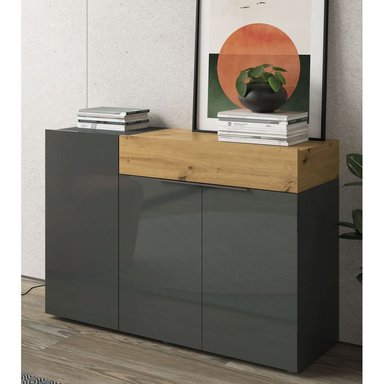 APARADOR TU MESITA PRIUX NEGRO SALÓN 3 PUERTAS 1 CAJÓN HAYA