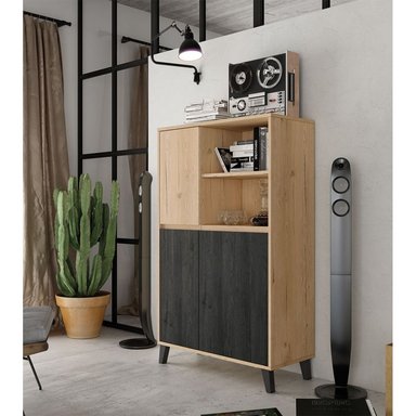 VITRINA ALTA KIARA COLOR MARRÓN/NEGRO TU MESITA