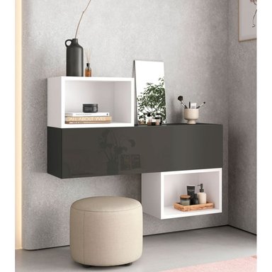 APARADOR TU MESITA MIAMI NEGRO FLOTANTE 1 PUERTA BLANCO