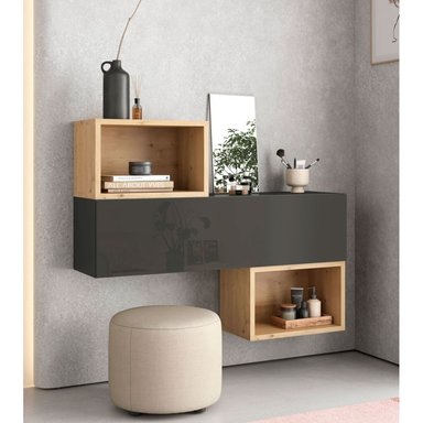 APARADOR TU MESITA MIAMI NEGRO FLOTANTE 1 PUERTA HAYA