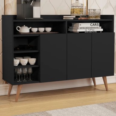 APARADOR VAJILLERO CELTA 3 PUERTAS COLOR NEGRO TU MESITA