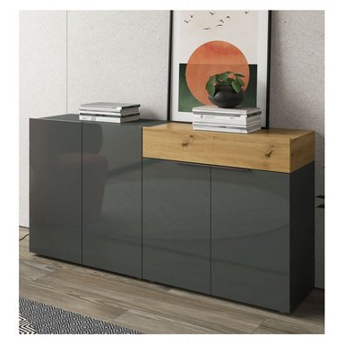 APARADOR TU MESITA PRIUX NEGRO SALÓN 4 PUERTAS 1 CAJÓN HAYA