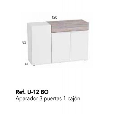 APARADOR TU MESITA PRIUX BLANCO SALÓN 3 PUERTAS 1 CAJÓN CENIZA - 2