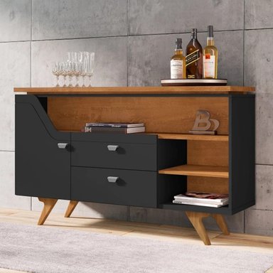 APARADOR TU MESITA LYON MARRÓN MINIMALISTA NEGRO