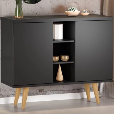 APARADOR TU MESITA JOKER NEGRO MULTIUSOS 2 PUERTAS