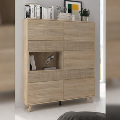 VITRINA TU MESITA ORUS NATURAL NÓRDICA 5 PUERTAS