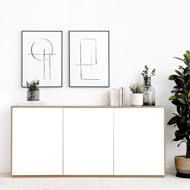 APARADOR TU MESITA MIKELA ROBLE MODERNO 3 PUERTAS BLANCO