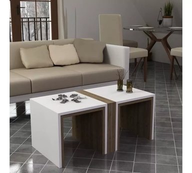 MESA DE CENTRO TU MESITA MIRNA MINIMALISTA BLANCO MARRÓN