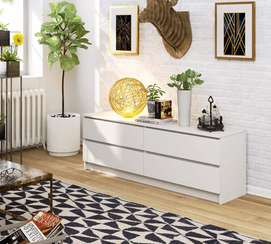 APARADOR TU MESITA SIGRID BLANCO BAJO 4 CAJONES