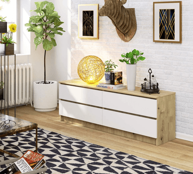 APARADOR TU MESITA SIGRID BLANCO BAJO DUNA 4 CAJONES