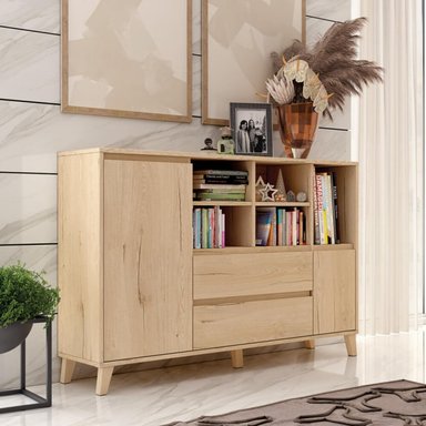 APARADOR TU MESITA ROCHA MARRÓN CLARO MULTIUSOS 2 PUERTAS 2 CAJONES