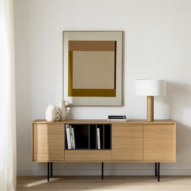 APARADOR TU MESITA NEWTÓN MULTICOLOR LARGO 3 PUERTAS 1 CAJÓN