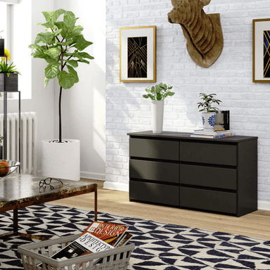 COMODA TU MESITA DOROTEA CLASICA 6 CAJONES NEGRO