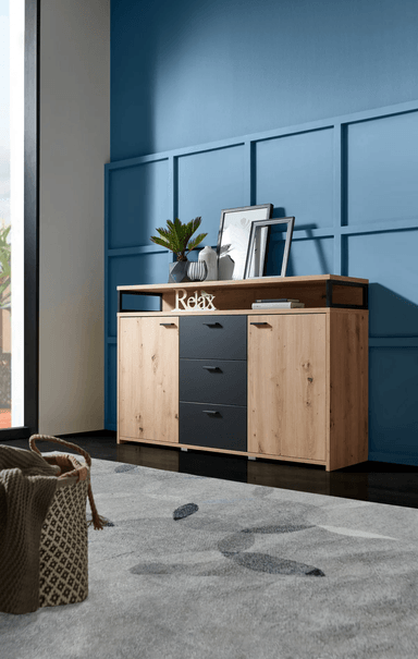 APARADOR TU MESITA OMEGA MULTICOLOR MULTIUSOS 2 PUERTAS 3 CAJONES