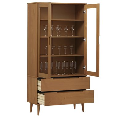 VITRINA TU MESITA YERSON MARRÓN MODERNA 2 PUERTAS 2 CAJONES - 2