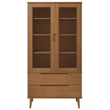VITRINA TU MESITA YERSON MARRÓN MODERNA 2 PUERTAS 2 CAJONES - 3
