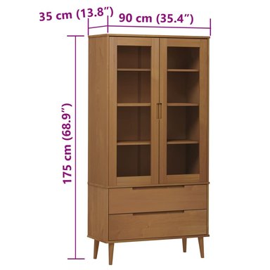 VITRINA TU MESITA YERSON MARRÓN MODERNA 2 PUERTAS 2 CAJONES - 4