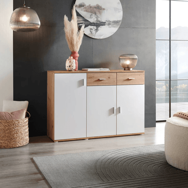 RECIBIDOR APARADOR DANTE COLOR BLANCO/DUNA 2 CAJONES 3 PUERTAS TU MESITA