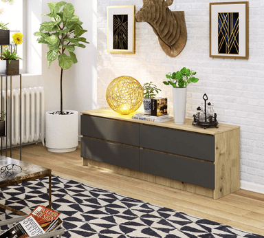 APARADOR TU MESITA SIGRID BLANCO BAJO 4 CAJONES