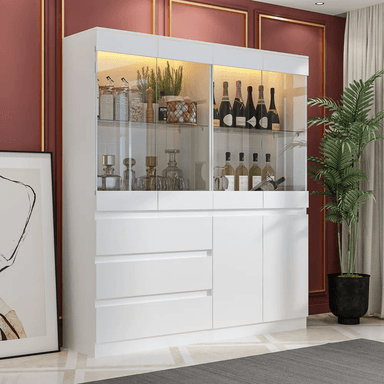 VITRINA TU MESITA JIRÁ BLANCO MODERNA II 3 CAJONES 2 PUERTAS