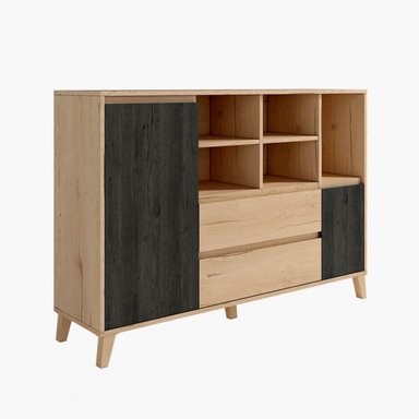 APARADOR TU MESITA ROCHA MARRÓN CLARO MULTIUSOS 2 PUERTAS 2 CAJONES - 2
