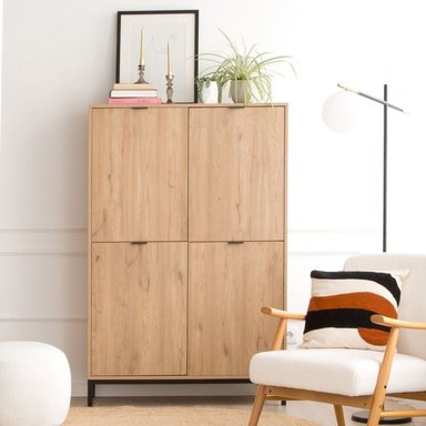 VITRINA TU MESITA MAJER MARRÓN CLARO MODERNA 4 PUERTAS