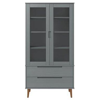 VITRINA TU MESITA YERSON GRIS MODERNA 2 PUERTAS 2 CAJONES - 2