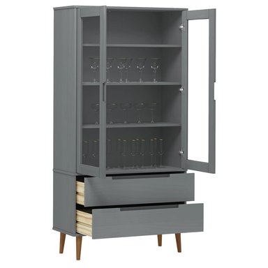 VITRINA TU MESITA YERSON GRIS MODERNA 2 PUERTAS 2 CAJONES - 3