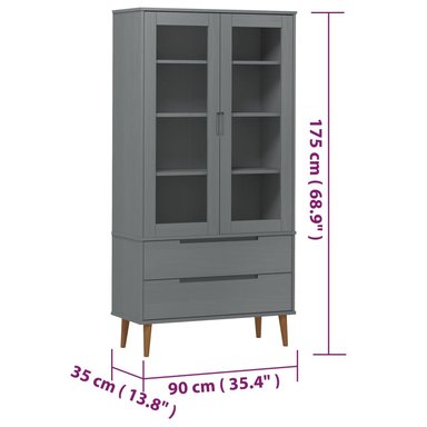 VITRINA TU MESITA YERSON GRIS MODERNA 2 PUERTAS 2 CAJONES - 4