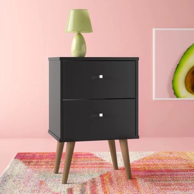 VELADOR TU MESITA MESA NOCHE KARIM 2 CAJONES NEGRO