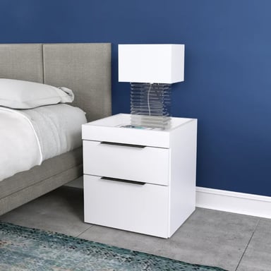 VELADOR TU MESITA MESA NOCHE MARGARET 2 CAJONES BLANCO - 2